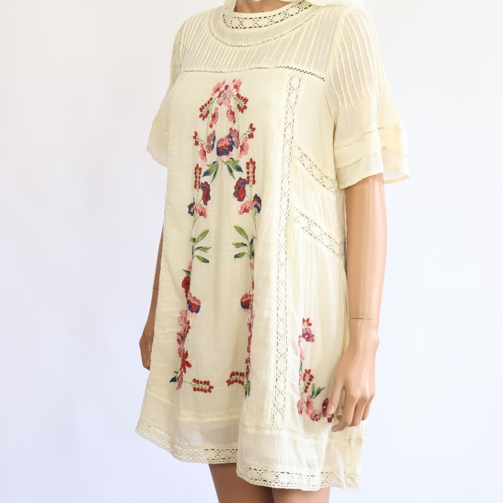 FP Perfectly Victorian  Embroidered Mini Dress